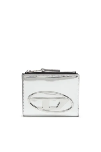 1dr bi-fold zip ii Δερμάτινο πορτοφόλι διπλό με οβάλ λογότυπο D