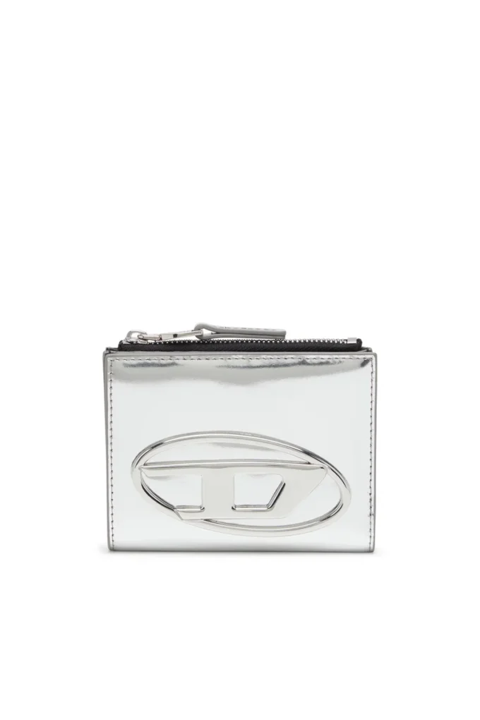 1dr bi-fold zip ii Δερμάτινο πορτοφόλι διπλό με οβάλ λογότυπο D