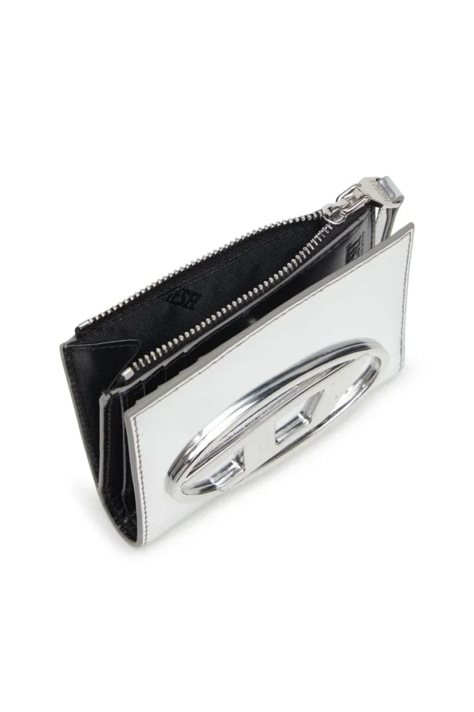 1dr bi-fold zip ii Δερμάτινο πορτοφόλι διπλό με οβάλ λογότυπο D