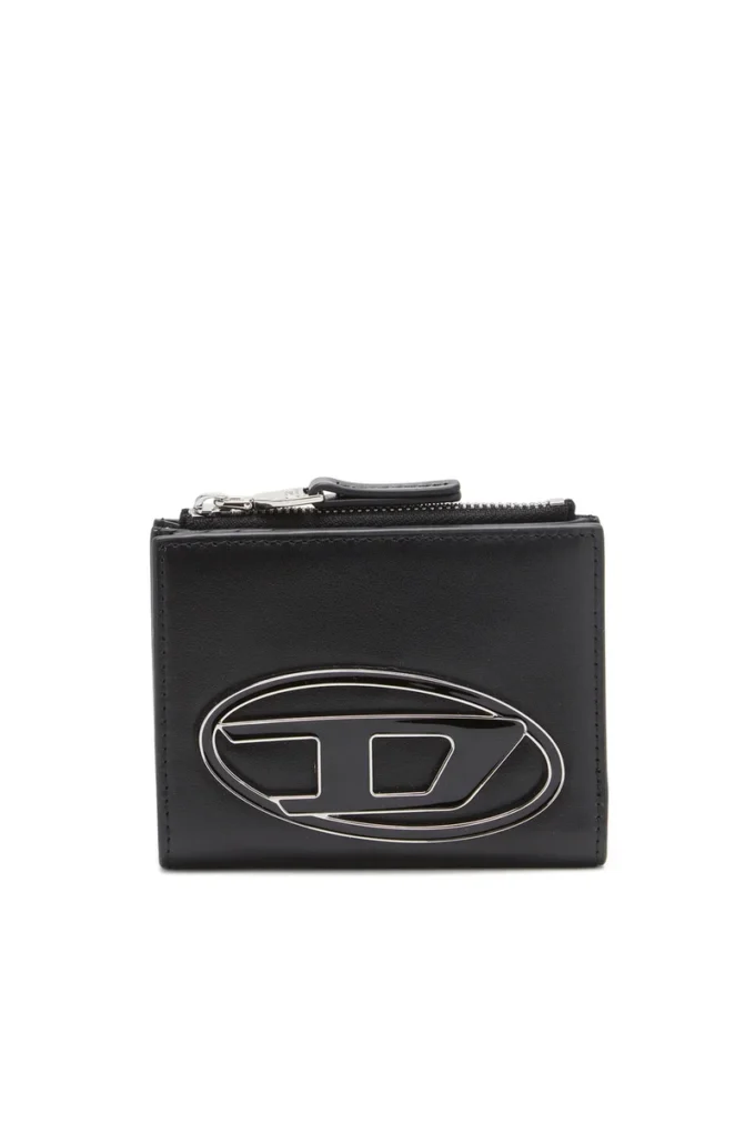1dr bi-fold zip ii Μικρό δερμάτινο πορτοφόλι με πλακέτα με λογότυπο