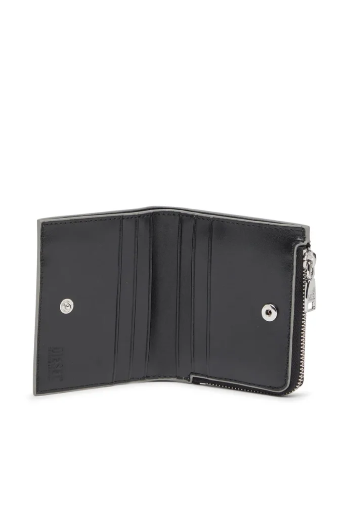 1dr bi fold zip l Διπλό πορτοφόλι από καθρέφτη δέρμα