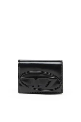 1dr tri fold coin xs ii Τριπλό πορτοφόλι από καθρέφτη δέρμα