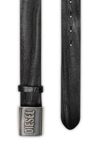 b-metal biscotto Δερμάτινη ζώνη 4 cm με πλακέτα με λογότυπο