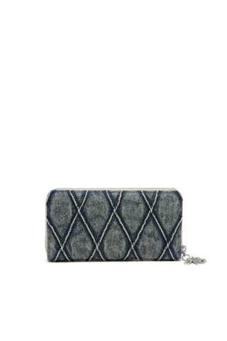 charm-d continental zip l Πορτοφόλι με φερμουάρ από καπιτονέ τζιν Argyle