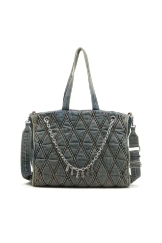 charm-d shopper Τσάντα Charm-D-Tote από καπιτονέ τζιν με σχέδιο Argyle