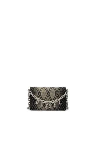 charm-d wallet strap Πορτοφόλι σε καπιτονέ τζιν με σχέδιο argyle