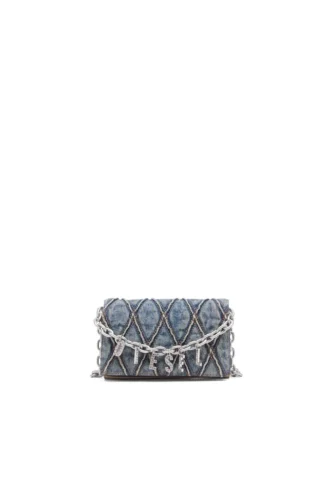 charm-d wallet strap Πορτοφόλι σε καπιτονέ τζιν με σχέδιο argyle