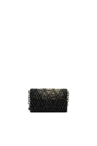 charm-d wallet strap Πορτοφόλι σε καπιτονέ τζιν με σχέδιο argyle