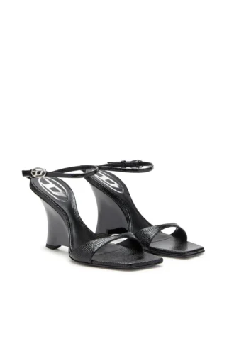d-amber σανδάλια με πλατφόρμα D-Amber-Wedge σανδάλια από δέρμα με εφέ σαύρας