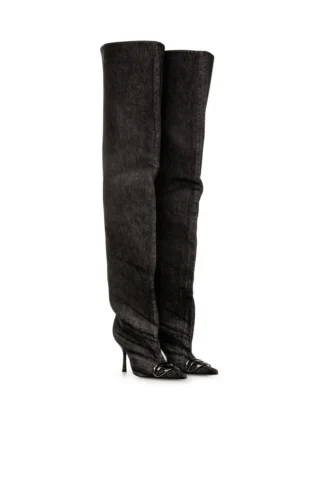 d-venus 90 otk μπότες Γυναικείες μπότες D-Venus-Over-the-knee από επικαλυμμένο τζιν