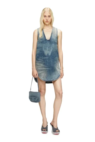 de-laris-dress-s Κοντό φόρεμα από μαρμάρινο τζιν