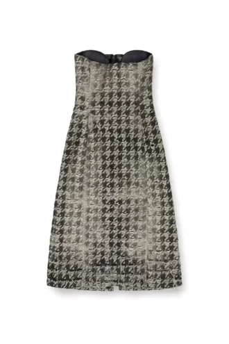 de-olivia-fsh Φόρεμα midi από τζιν με ύφανση houndstooth