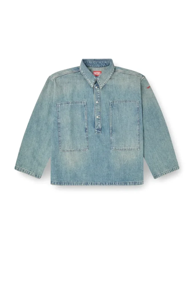 de-priss Μπλούζα Henley σε στυλ utility από τζιν