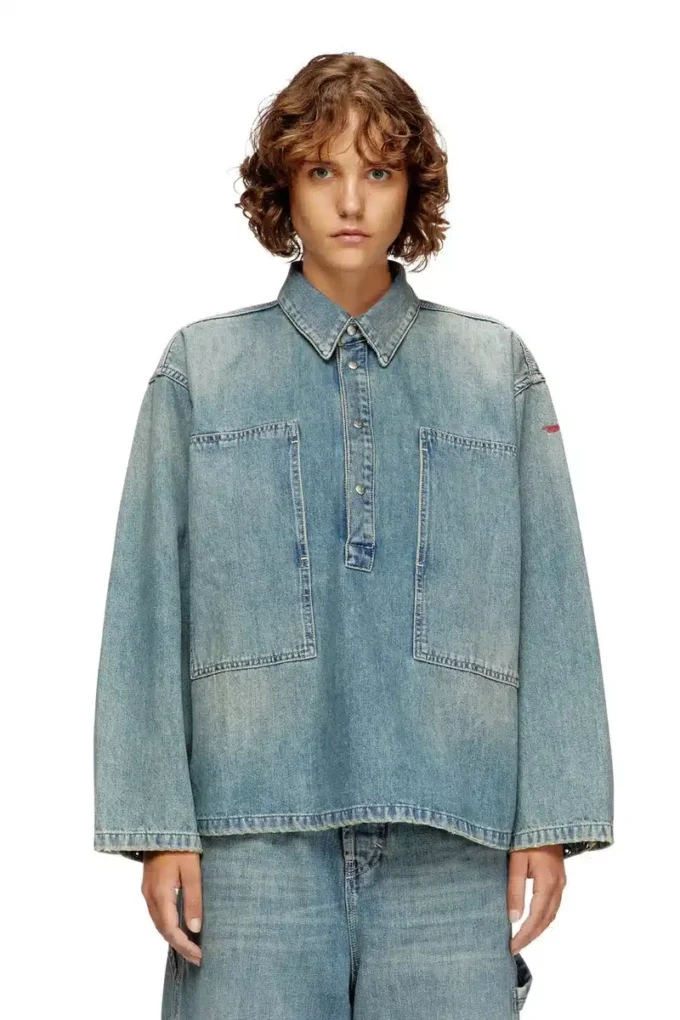 de-priss Μπλούζα Henley σε στυλ utility από τζιν