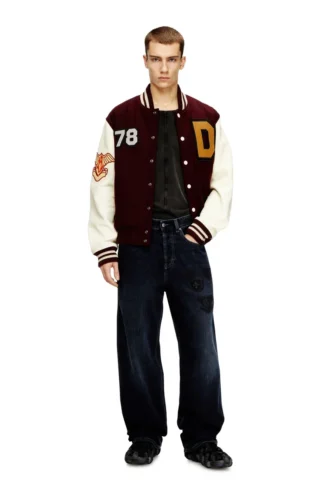 l-arry-cp Μπουφάν Varsity από μαλλί και δέρμα