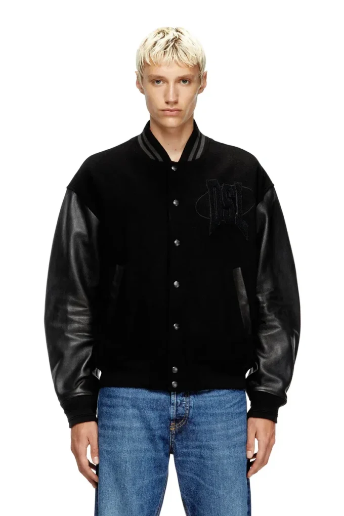 l-nyman Μπουφάν bomber Varsity από βαμβάκι και δέρμα l-nyman Μπουφάν bomber Varsity από βαμβάκι και δέρμα