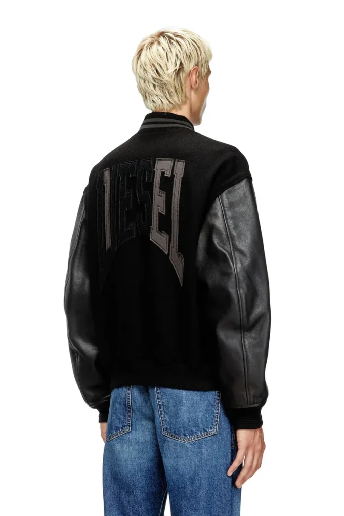 l-nyman Μπουφάν bomber Varsity από βαμβάκι και δέρμα l-nyman Μπουφάν bomber Varsity από βαμβάκι και δέρμα
