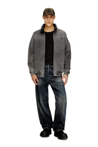 s-batel-v1 Μπουφάν με φόδρα Teddy και φερμουάρ με εφέ denim