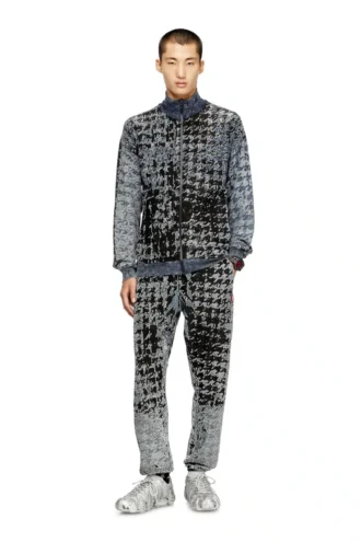 s-corr Devoré φούτερ με φερμουάρ και μοτίβο houndstooth