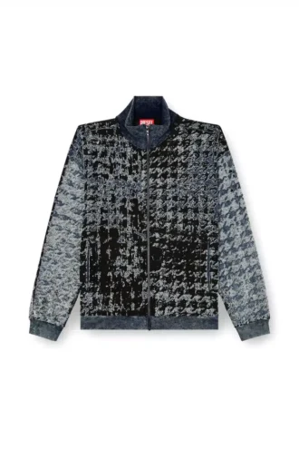 s-corr Devoré φούτερ με φερμουάρ και μοτίβο houndstooth