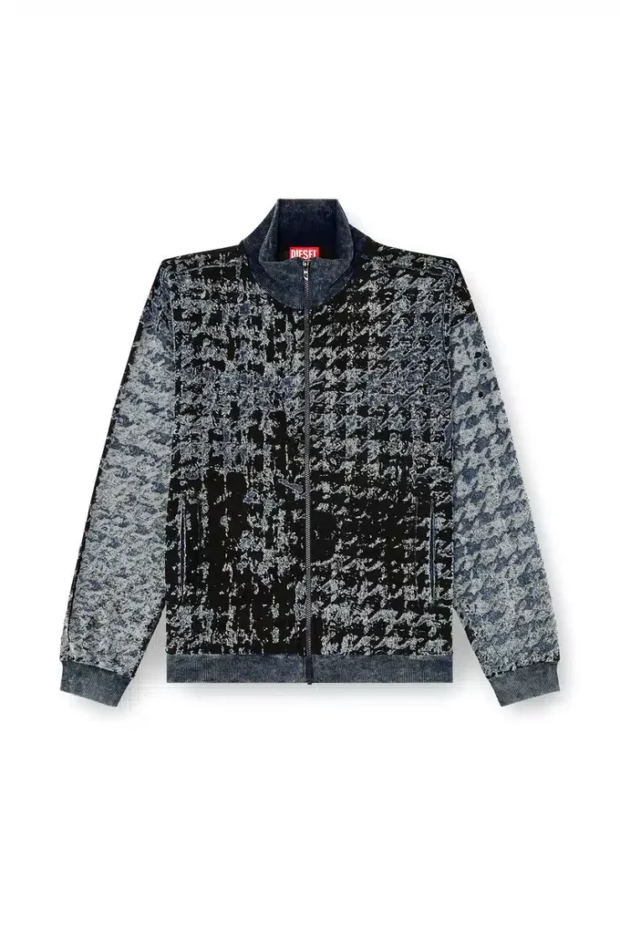 s-corr Devoré φούτερ με φερμουάρ και μοτίβο houndstooth s-corr Devoré φούτερ με φερμουάρ και μοτίβο houndstooth