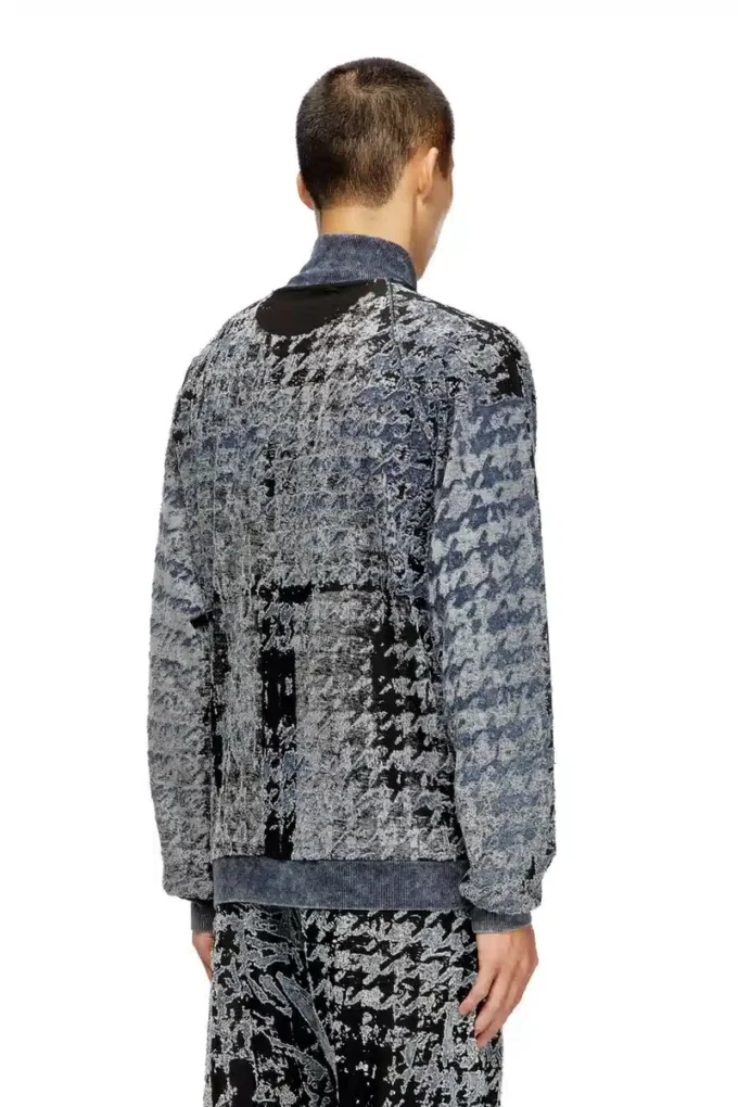 s-corr Devoré φούτερ με φερμουάρ και μοτίβο houndstooth s-corr Devoré φούτερ με φερμουάρ και μοτίβο houndstooth