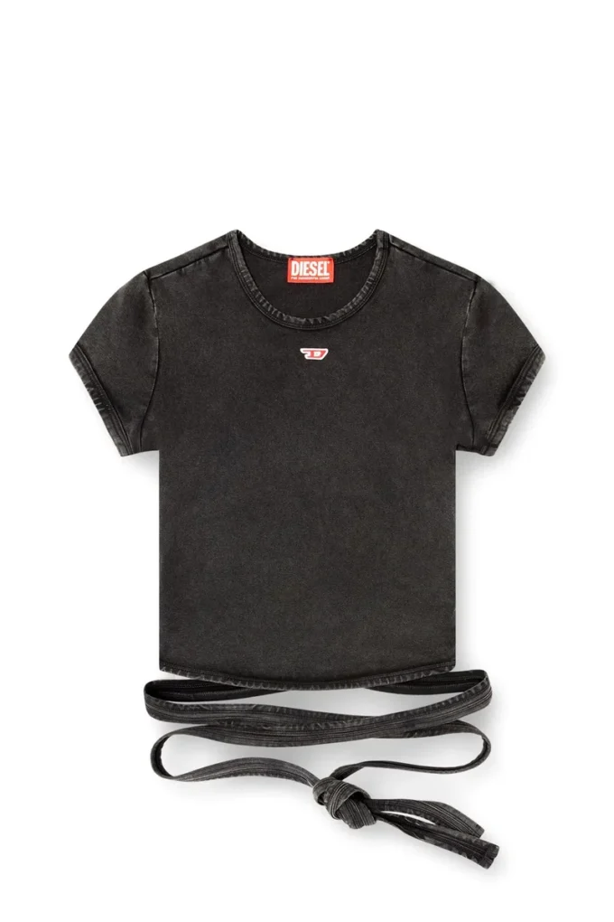 t-bunny-tail-r1 T-shirt με δέσιμο και εμφάνιση denim