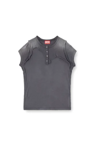 t-unrawy Henley T-shirt με εφέ αποκόλλησης