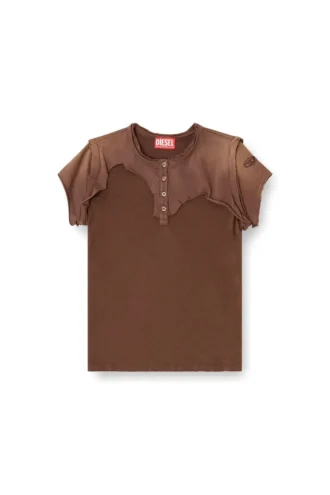 t-unrawy Henley T-shirt με εφέ αποκόλλησης